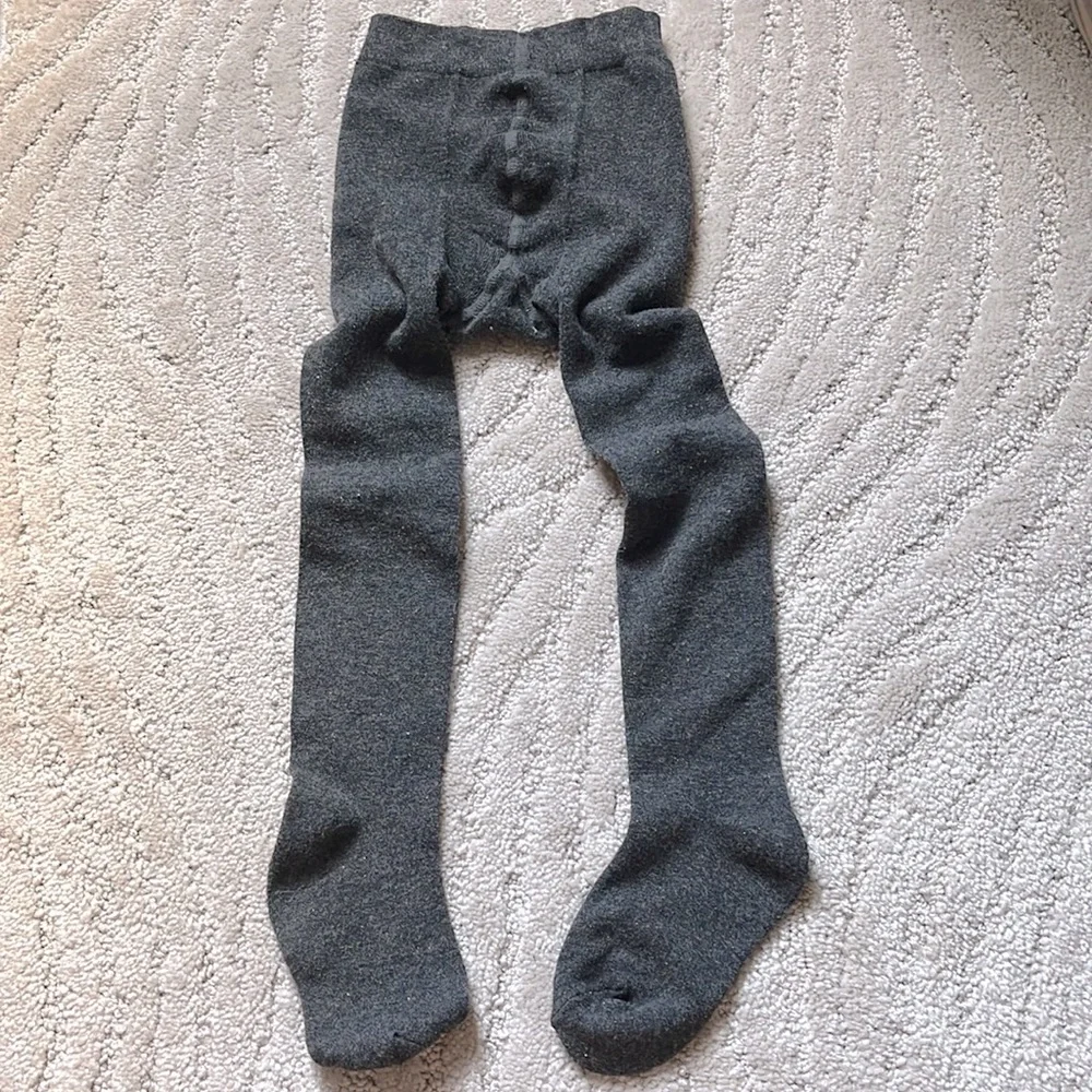 Girls Zara Knit Tights Grey & Gold